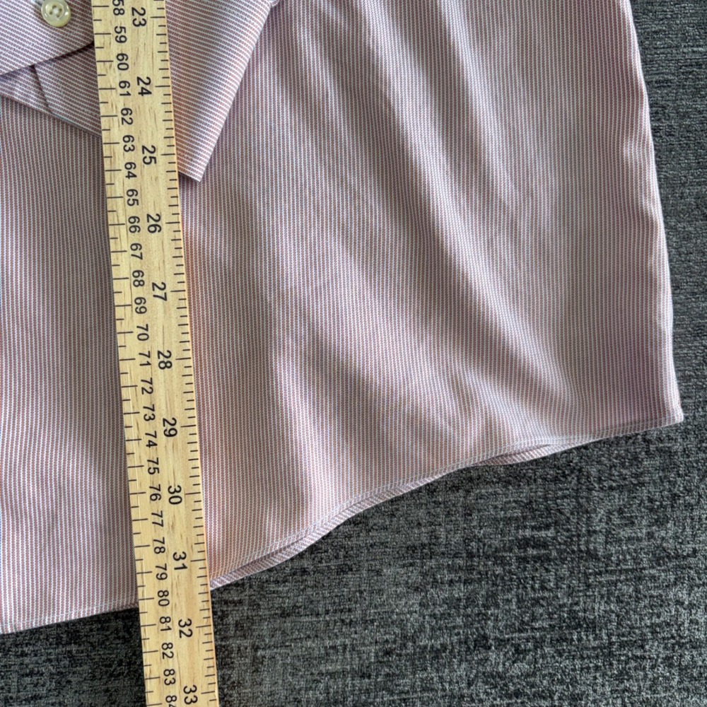 Brooks Brothers Dress Shirt 17-33 Regent Fit Red White Micro Stripe Cotton - Picture 9 of 11